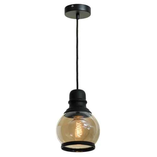 Светильник подвесной лофт Tonawanda GRLSP-9689 Lussole янтарный 1 лампа, основание чёрное в стиле лофт  фото 2
