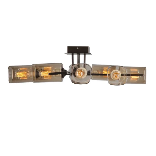 Люстра потолочная V4831-7/8PL Vitaluce янтарная на 8 ламп, основание бронзовое в стиле арт-деко  фото 3