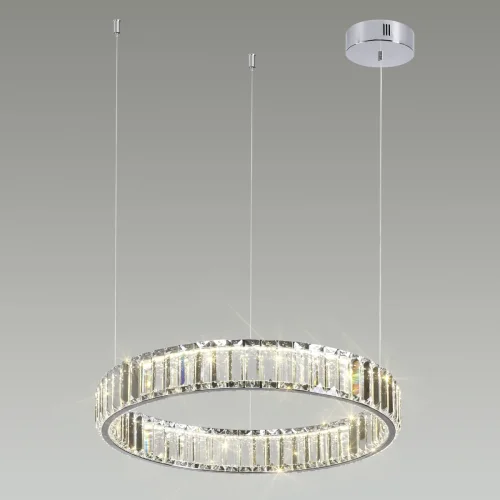 Люстра подвесная LED Vekia 4930/30L Odeon Light прозрачная на 1 лампа, основание хром в стиле современный кольца фото 7