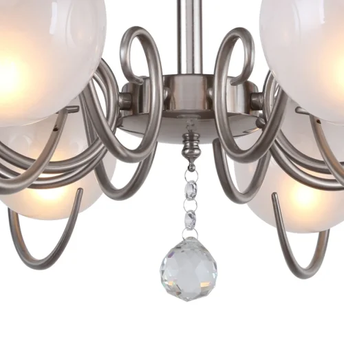 Люстра потолочная Fabbio 2349-8U F-promo белая на 8 ламп, основание никель в стиле классический шар фото 6