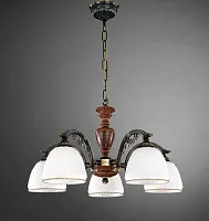 Люстра подвесная  L 8611/5 Reccagni Angelo белая на 5 ламп, основание коричневое бронзовое в стиле классический кантри 