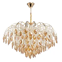 Люстра подвесная Бриз 111014608 DeMarkt прозрачная янтарная на 8 ламп, основание золотое в стиле классический 