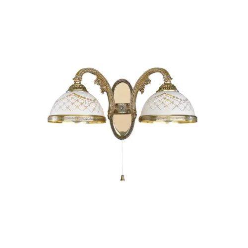 Бра с выключателем A 7102/2  Reccagni Angelo белый на 2 лампы, основание золотое в стиле классический 