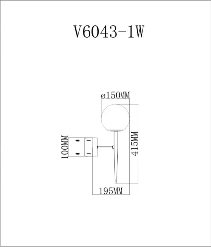 Бра Scrumbel V6043-1W Moderli белый на 1 лампа, основание чёрное в стиле современный  фото 2