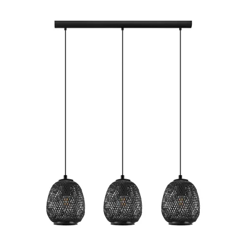 Светильник подвесной Dembleby 43266 Eglo чёрный 3 лампы, основание чёрное в стиле кантри 