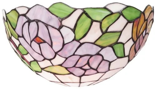 Бра Тиффани 814-801-01 Velante зелёный фиолетовый разноцветный на 1 лампа, основание хром в стиле тиффани цветы