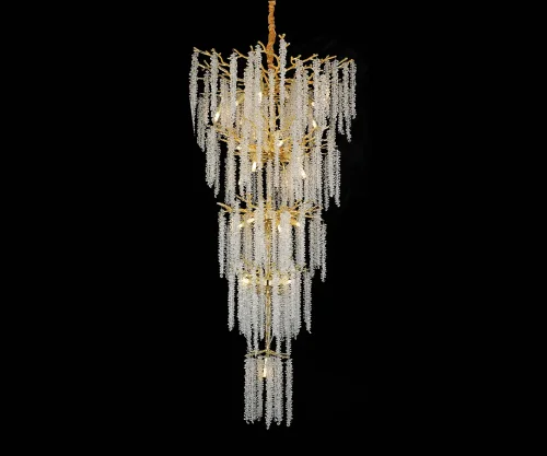 Люстра каскадная Шанти 07871-5RD,33 Kink Light прозрачная на 28 ламп, основание золотое в стиле флористика современный ветви