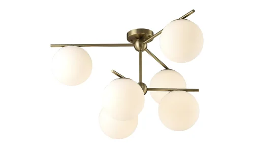 Люстра потолочная FELIZ SP-PL6 BRONZE/WHITE Crystal Lux белая на 6 ламп, основание бронзовое в стиле современный шар фото 2