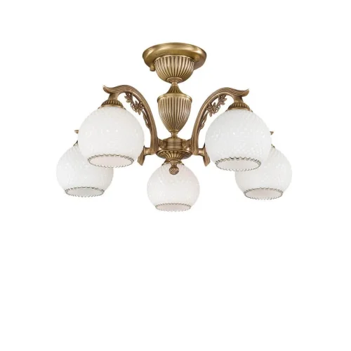 Люстра потолочная  PL 8620/5 Reccagni Angelo белая на 5 ламп, основание античное бронза в стиле классический 