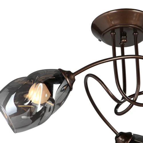 Люстра потолочная V4939-7/3PL Vitaluce чёрная серая на 3 лампы, основание бронзовое в стиле арт-деко  фото 2