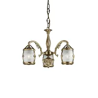 Люстра подвесная  L 4020/3 Reccagni Angelo белая на 3 лампы, основание античное бронза в стиле классический 