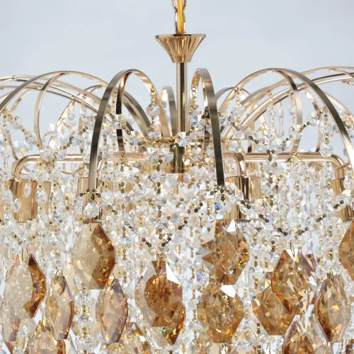 Люстра подвесная Бриз 111014608 DeMarkt янтарная прозрачная на 8 ламп, основание золотое в стиле классический  фото 11