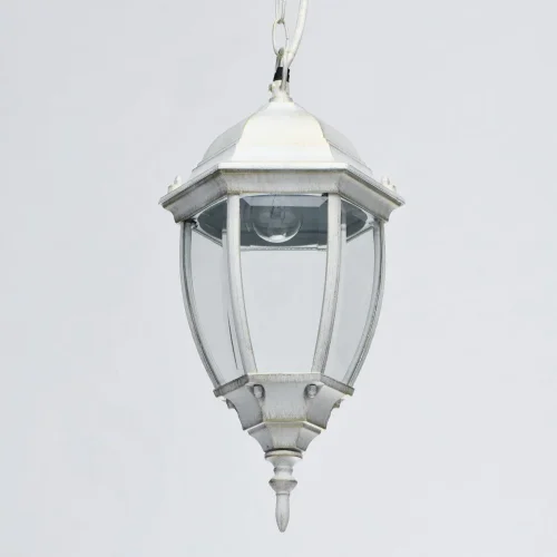 Подвесной светильник Фабур 804010801 DeMarkt уличный IP44 белый 1 лампа, плафон прозрачный в стиле классический E27 фото 3