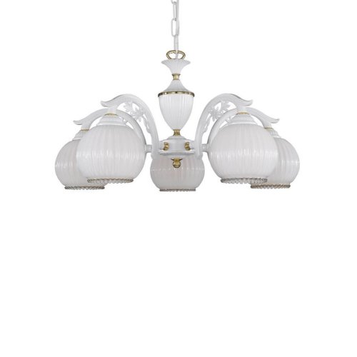 Люстра подвесная L 9600/5 Reccagni Angelo белая на 5 ламп, основание белое в стиле классический 