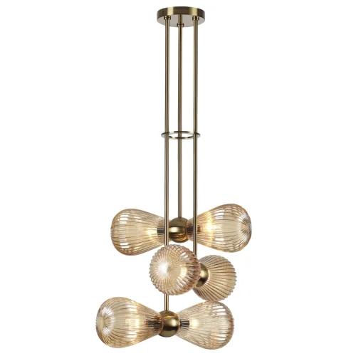 Светильник подвесной Elica 5402/6 Odeon Light янтарный 6 ламп, основание золотое в стиле современный выдувное фото 3