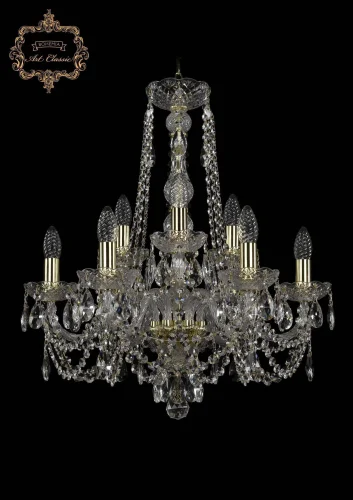 Люстра подвесная хрустальная 11.11.6+3.195.h-63.Gd.Sp Bohemia Art Classic прозрачная на 9 ламп, основание золотое в стиле классический 