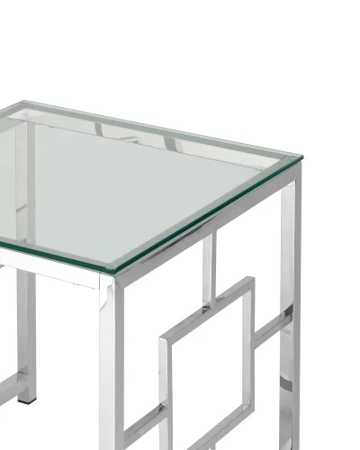 Журнальный столик 55*55 БРУКЛИН, прозрачное стекло, сталь серебро УТ000001492 Stool Group столешница прозрачная из стекло фото 2