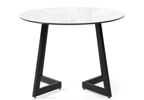 Стеклянный стол Алингсос 100(140)х100х76 белый / белая шагрень / черный кварц 586977 Woodville столешница белая из стекло фото 10