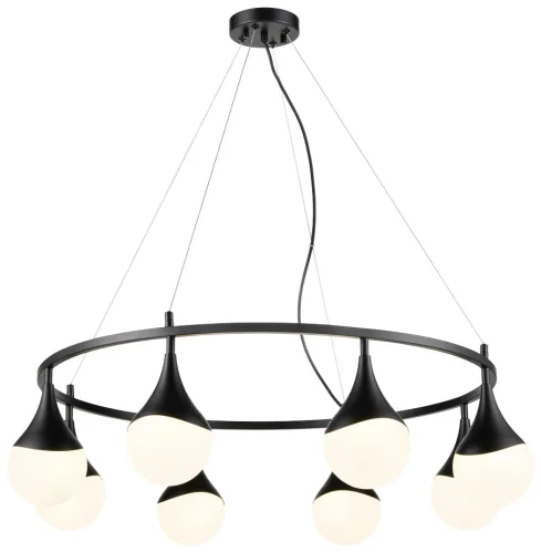 Люстра подвесная 362-023-08 Velante белая на 8 ламп, основание чёрное в стиле современный 
