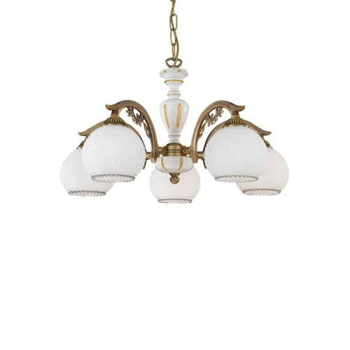 Люстра подвесная  L 8605/5 Reccagni Angelo белая на 5 ламп, основание античное бронза в стиле кантри классический  фото 3