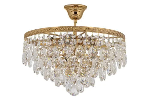Люстра потолочная Castellana E 1.3.38.608 G Arti Lampadari прозрачная на 6 ламп, основание золотое в стиле классический современный 