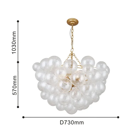 Люстра подвесная Multibulla 4202-6P Favourite прозрачная на 6 ламп, основание матовое золото в стиле современный молекула шар фото 3