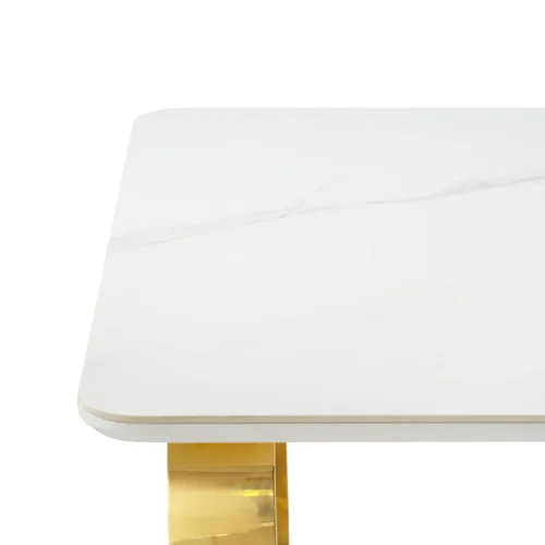 Керамический стол Селена 4 140х80х77 белый мрамор / золото 571414 Woodville столешница белая из керамика фото 8