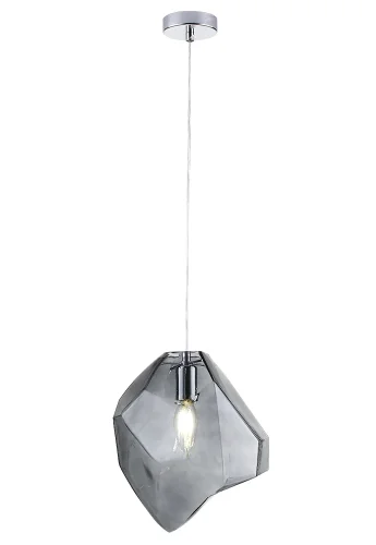 Светильник подвесной NUESTRO SP1 CHROME/SMOKE Crystal Lux серый чёрный 1 лампа, основание хром в стиле современный выдувное