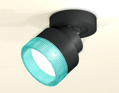 Светильник накладной XM8102043 Ambrella light голубой 1 лампа, основание чёрное в стиле хай-тек круглый фото 3