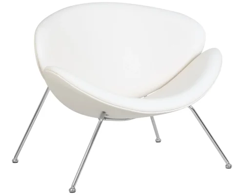 Кресло дизайнерское 72-LMO EMILY, цвет сиденья белый (YP17), цвет основания хромированная сталь Dobrin, белый/винил, ножки/металл/хром, размеры - ****810*780