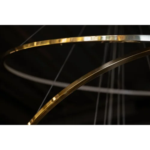 Люстра подвесная LED 0838CL-245G Milosh Tendence золотая на 1 лампа, основание золотое в стиле современный хай-тек кольца фото 7