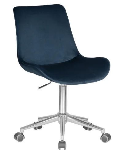 Кресло офисное 9518-LM DORA, цвет сиденья синий (1922-20), цвет основания хромированная сталь Dobrin, синий/велюр, ножки/металл/хром, размеры - 840*990***600*600