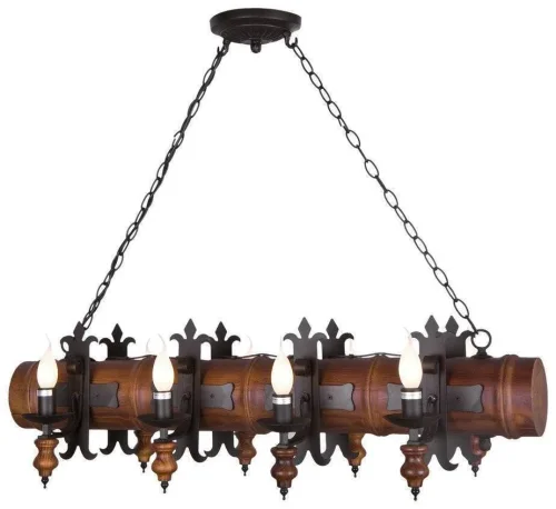 Светильник подвесной 599-703-08 Velante без плафона 8 ламп, основание чёрное коричневое в стиле кантри 