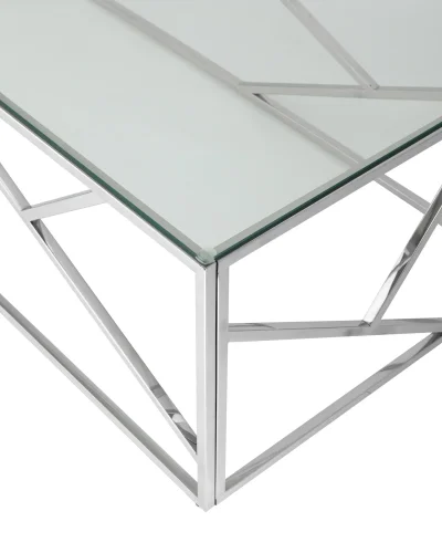 Журнальный стол 120*60 АРТ ДЕКО, прозрачное стекло, сталь серебро УТ000000890 Stool Group столешница прозрачная из стекло фото 2
