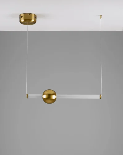 Светильник подвесной LED Eclipse V10698-PL Moderli белый 1 лампа, основание золотое в стиле минимализм хай-тек современный линейный фото 4