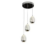 Светильник подвесной LED Берти 07866-3A,02 Kink Light прозрачный 3 лампы, основание хром в стиле современный каскад