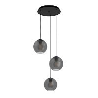 Светильник подвесной Arangona 390213 Eglo серый чёрный 3 лампы, основание чёрное в стиле современный каскад шар