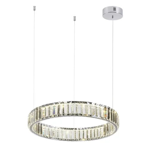 Люстра подвесная LED Vekia 4930/30L Odeon Light прозрачная на 1 лампа, основание хром в стиле современный кольца фото 5