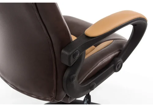Компьютерное кресло Kadis коричневое / бежевое 1726 Woodville, бежевый/искусственная кожа, ножки/пластик/чёрный, размеры - *1220***620*750 фото 9