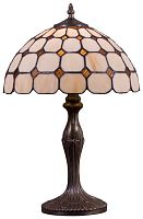 Настольная лампа Тиффани 812-804-01 Velante разноцветная 1 лампа, основание коричневое металл в стиле тиффани орнамент