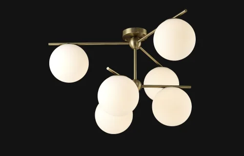 Люстра потолочная FELIZ SP-PL6 BRONZE/WHITE Crystal Lux белая на 6 ламп, основание бронзовое в стиле современный шар фото 4