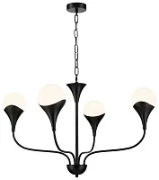 Люстра подвесная 361-023-04 Velante белая на 4 лампы, основание чёрное в стиле современный 