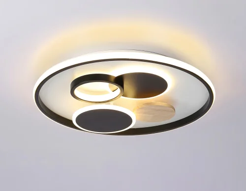 Светильник потолочный LED с пультом FL4802 Ambrella light чёрный белый 1 лампа, основание белое в стиле современный хай-тек с пультом фото 4