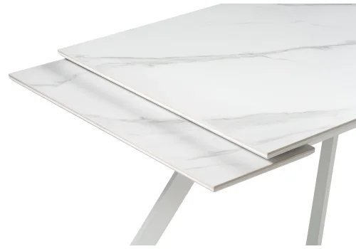 Керамический стол Габбро 140х80х76 белый мрамор / белый 530829 Woodville столешница белая мрамор из керамика фото 7