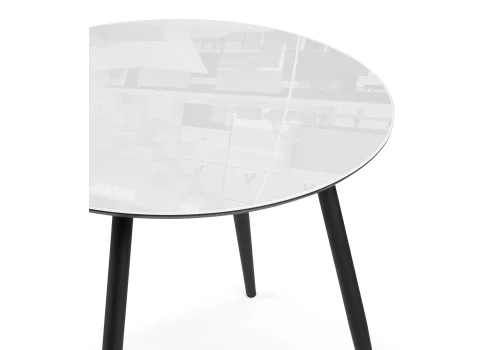 Стеклянный стол Абилин 90 ультра белое стекло / черный / черный матовый 516540 Woodville столешница белая из стекло фото 2