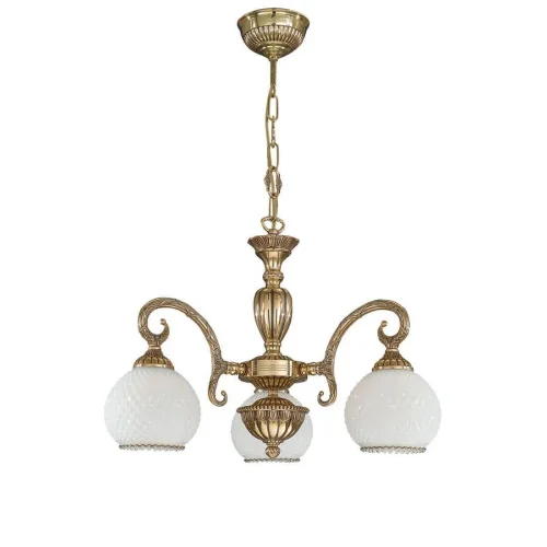 Люстра подвесная  L 8500/3 Reccagni Angelo белая на 3 лампы, основание золотое в стиле классический 