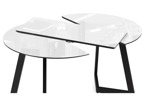 Стеклянный стол Алингсос 100(140)х100х76 белый / белая шагрень / черный кварц 586977 Woodville столешница белая из стекло фото 8
