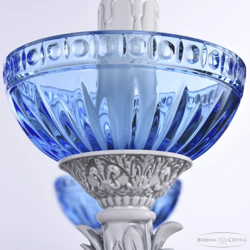 Люстра подвесная хрустальная AL79101P/8/250 WMN P Aquamarine/M-1G Bohemia Ivele Crystal без плафона голубая синяя на 11 ламп, основание белое никель патина в стиле классический  фото 8