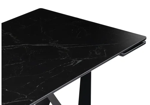 Стеклянный стол Марвин 160(220)х90х76 черный мрамор / черный 553568 Woodville столешница чёрная из стекло фото 6