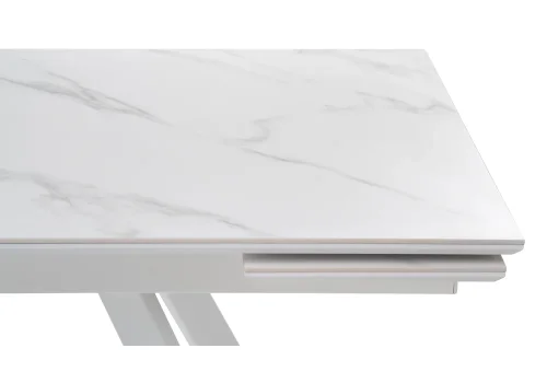 Керамический стол Габбро 140х80х76 белый мрамор / белый 530829 Woodville столешница белая мрамор из керамика фото 5